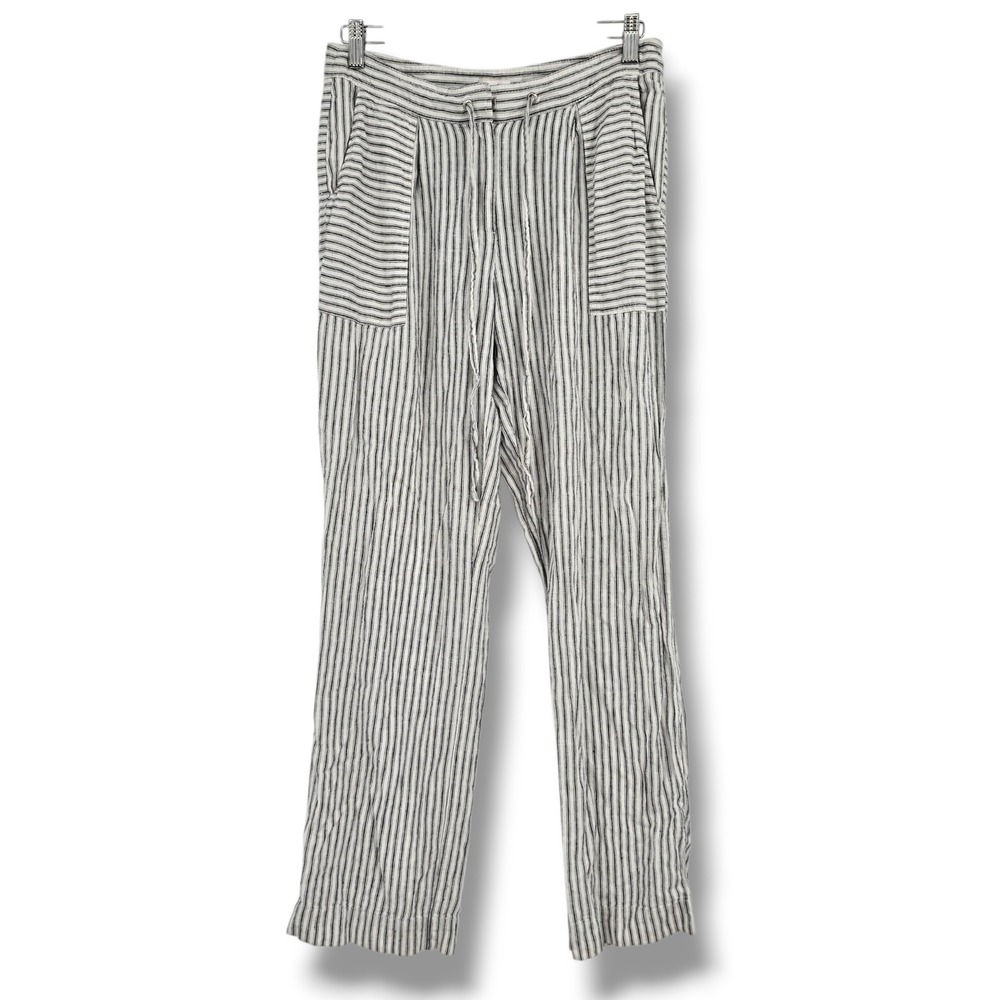 Laundry by Shelli Segal Womens Striped Linen‎ Blend Drawstring Pants Size 8